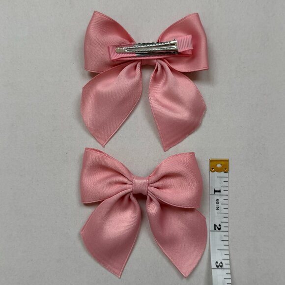 2-Pack Pink Satin Hair Bows - Picture 3 of 3